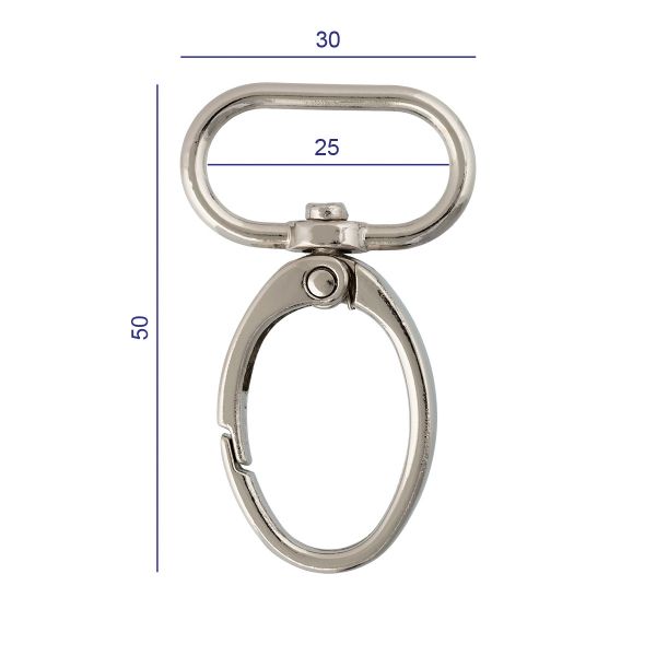 Карабин металл 25.0 мм (50х30 мм), 10 шт, 04 никель, Gamma GH 118/25/10