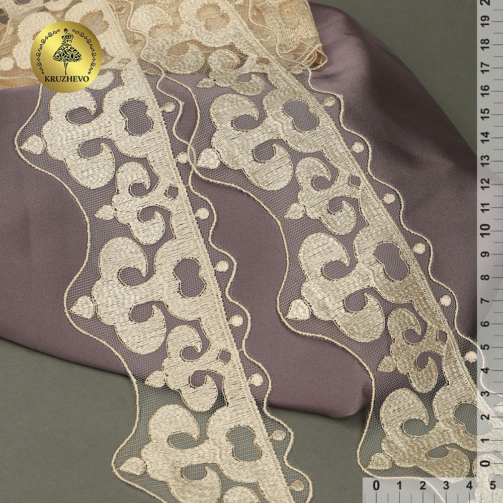 Кружево на сетке арт.TR.2113 70мм цв.бежевый уп.13м, Kruzhevo