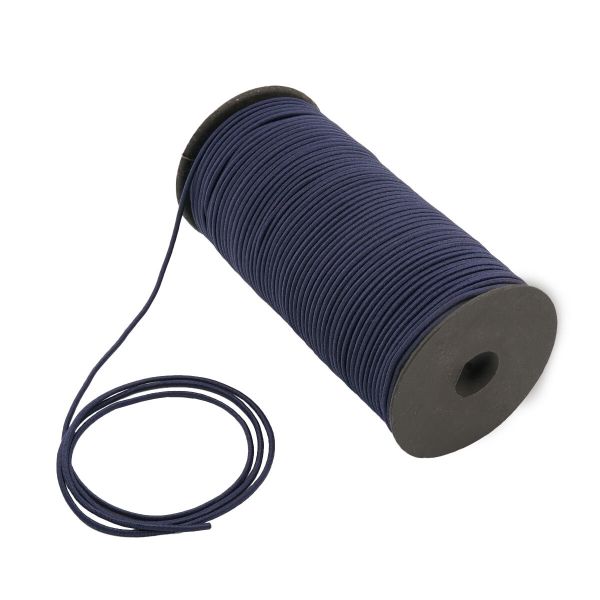 Резинка шляпная (шнур эластичный) ⌀2.5 мм / 100 метров, С196-т.синий
