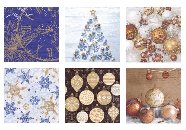 Салфетки для декупажа ассорти 15 33х33, 6 шт, Под бой курантов, Love2art SDP №0419-15