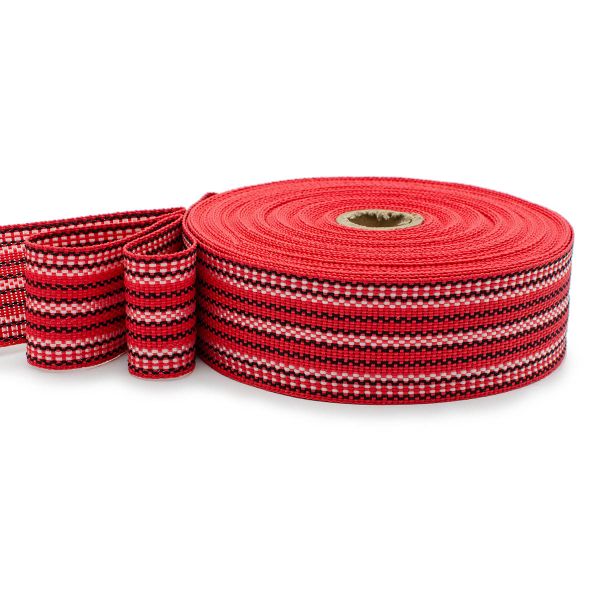 Лента для поясов рис. 9422 50мм / 25м (1 красный/белый/красный), С3798Г17