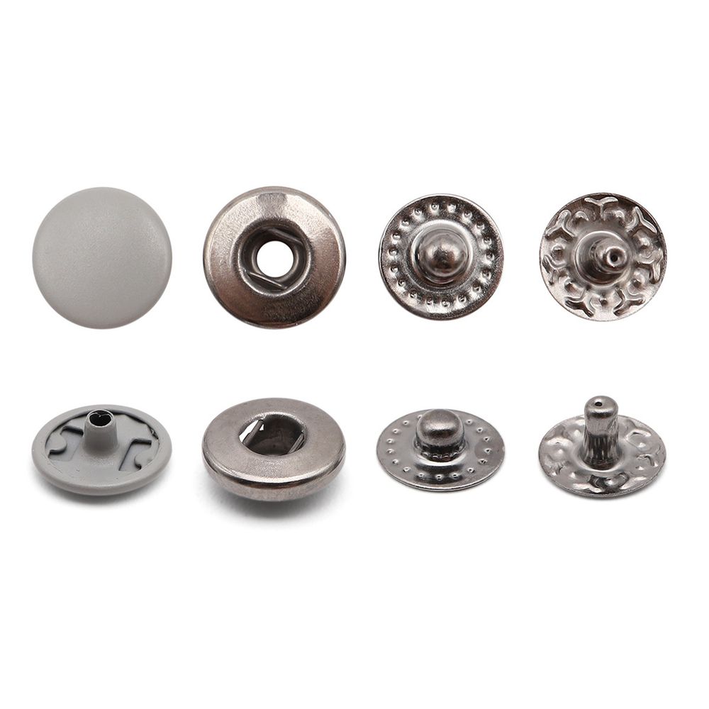 Кнопка Альфа (S-образная) ⌀10.0 мм, ≈1440 шт, МЕТАЛЛ, эмаль, 523 св.серый матовый + отв.части чер.никель, ВТ-2, NEW STAR