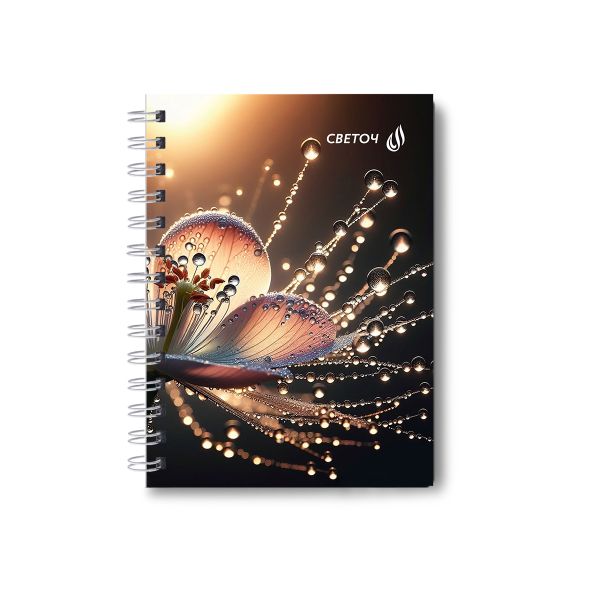 Записная книжка с твердым переплетом, глянцевая ламинация, на гребне A6 120 л. 4 шт клетка, Сквозь просторы 01589, ЗК226 Светоч