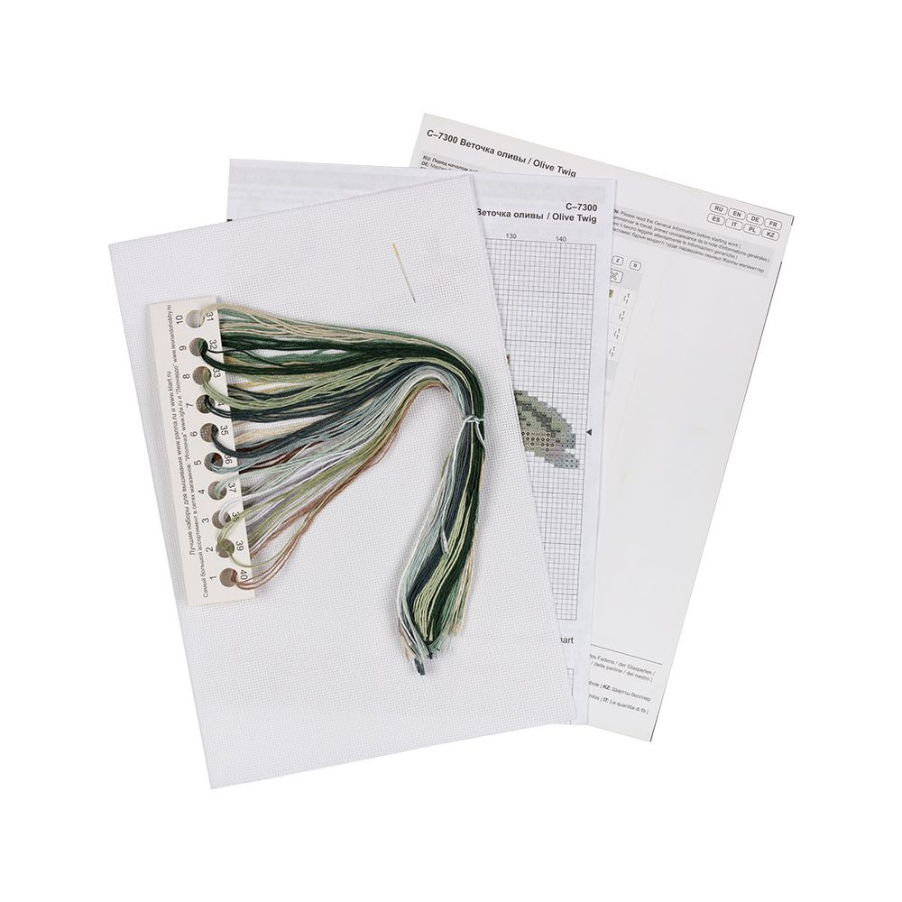 Набор для вышивания нитками Panna, Веточка оливы, 30х21 см