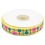 Лента репсовая (в рубчик) Подсолнухи 1 1,5см*22.86 м (желтый)