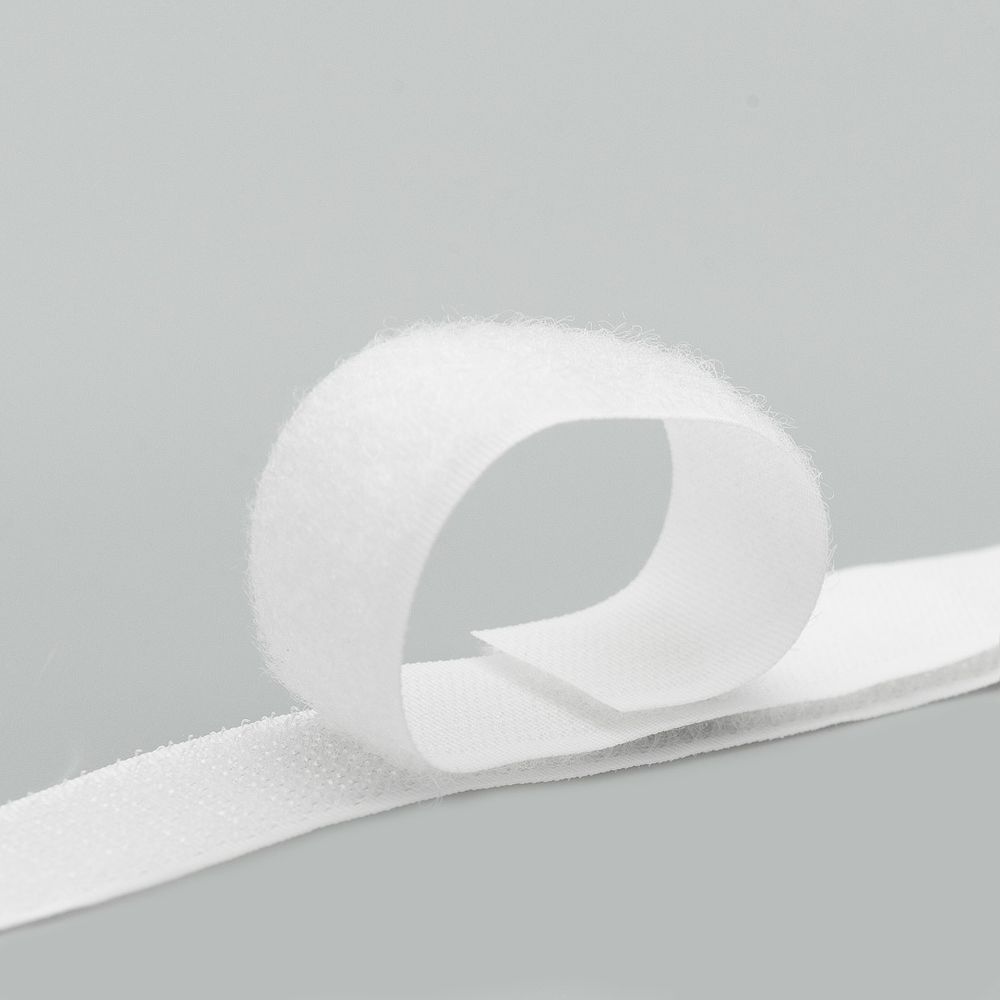 Лента контактная липучка фасовка (велкро) пришивная 20 мм / 25 см, белый, ПАРА (крючок+петля), Hobby&Pro, качество "A"