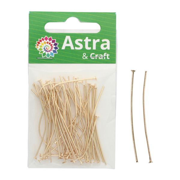 Штифт с плоской головкой 45 мм, 50 шт/уп, золото