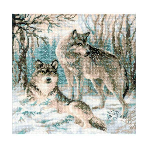 Набор для вышивания нитками Риолис, Волчья пара, 40х40 см