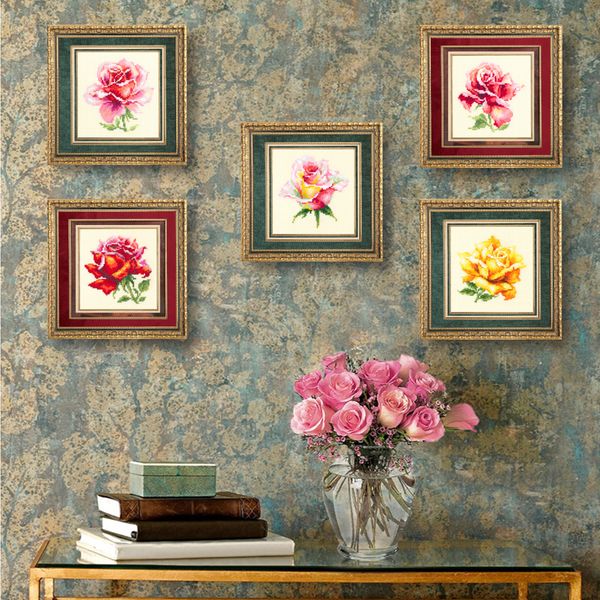 Набор для вышивания нитками Чудесная игла, Красная роза 11х11 см