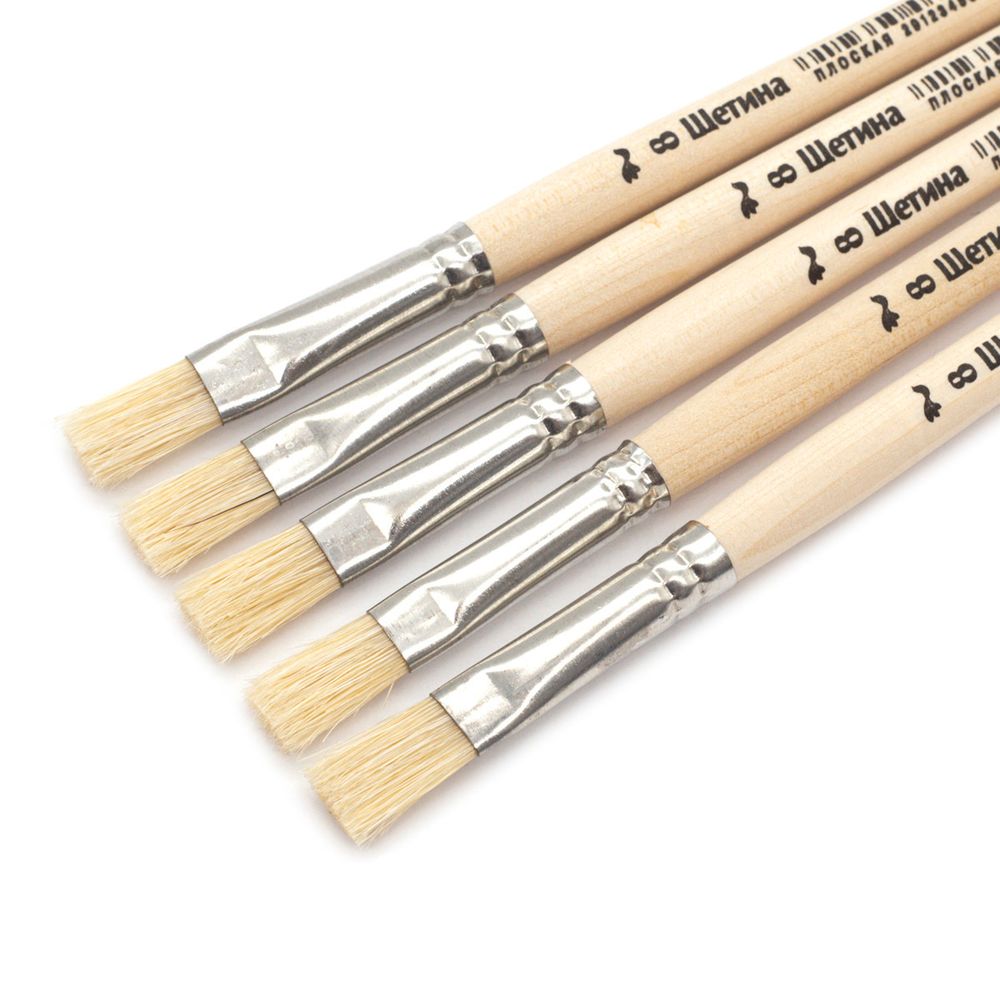 Кисть школьная из волоса щетины плоская №8,5 шт