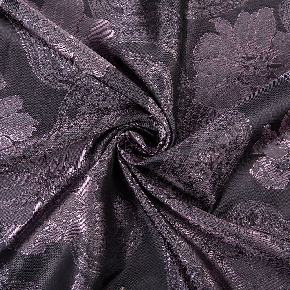 Ткань подкладочная (таффета) с рисунком 96 г/м², 100х145 см, 121 т.фиолетово-розовый (огурцы, цветы), Gamma JTR