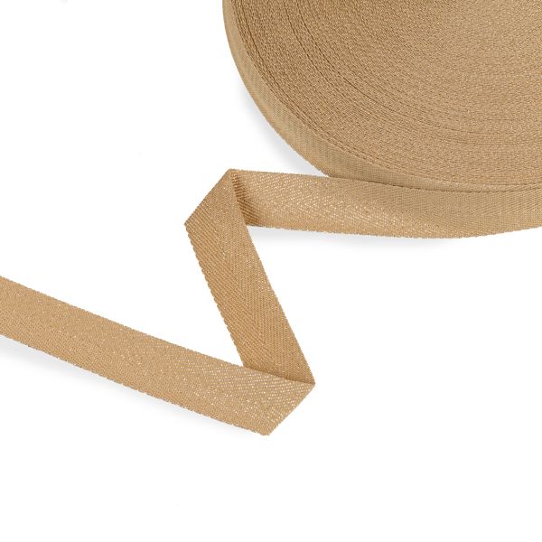 Тесьма (лента) киперная п/э с люрексом 20 мм / 50 метров, бежевый-серебристый/beige-silver, Gamma TPTL-20