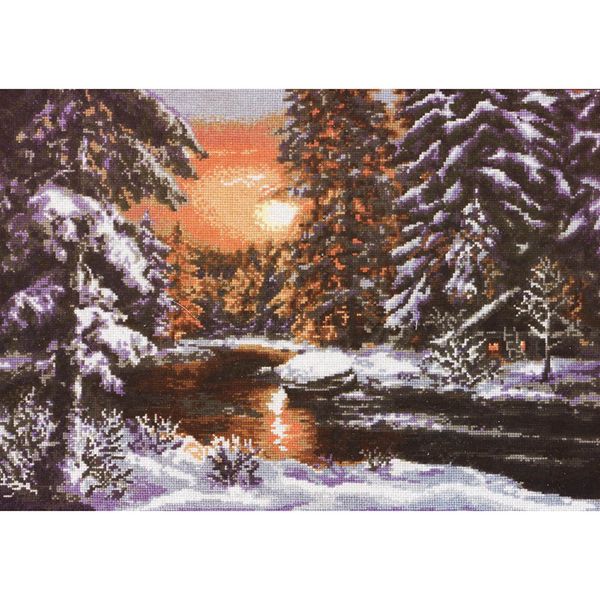 Набор для вышивания нитками Палитра, Зимний вечер, 39х28 см