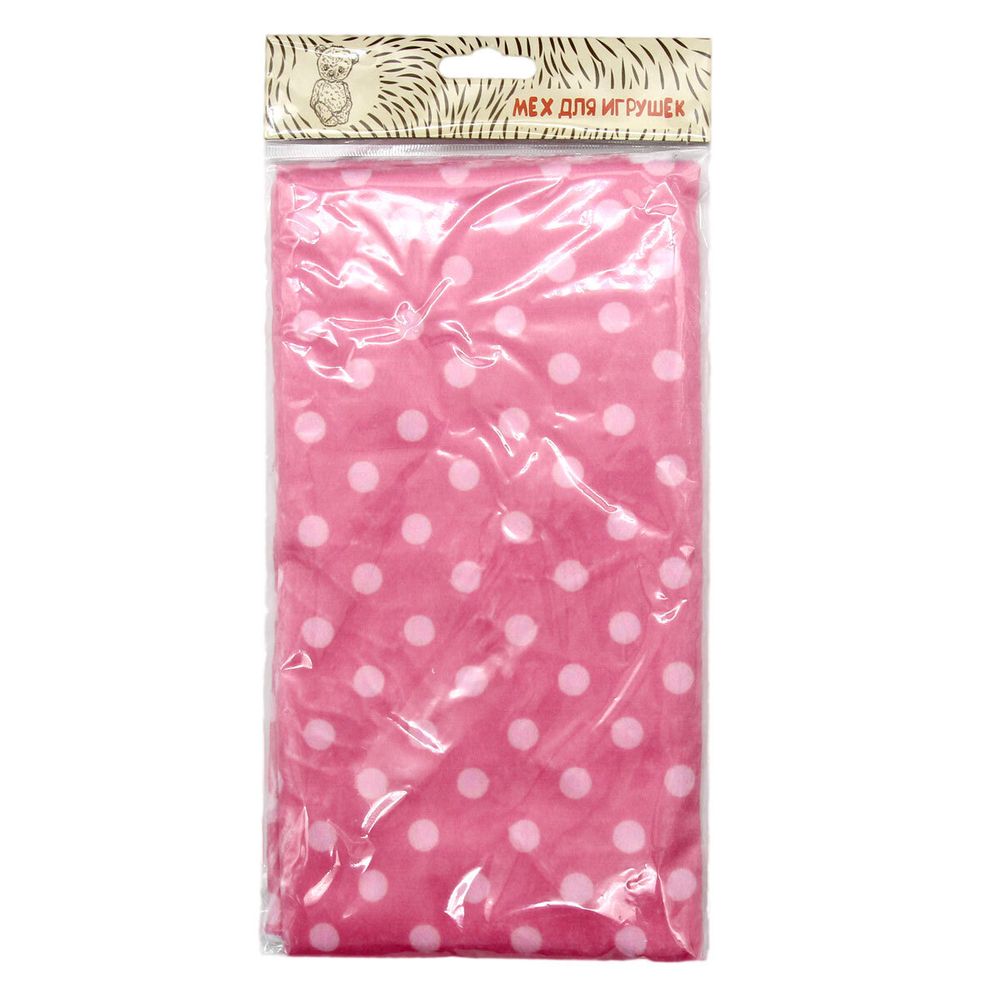 Мех коротковорсовый 3мм с принтом горох, 47*47см (±2см), 100% п/э (розовый/светло-розовый) 29495