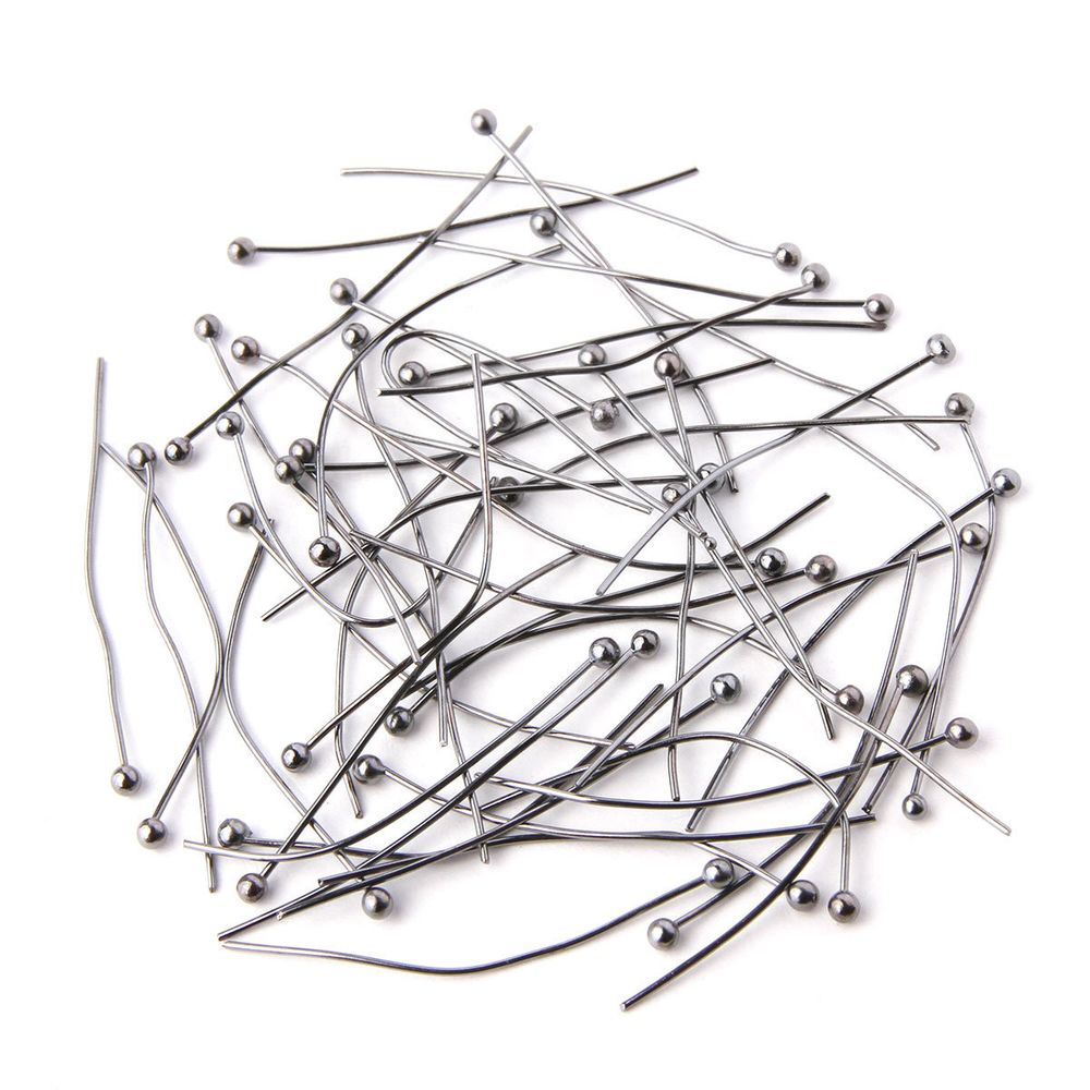 Штифты с шариком 3см, 50 шт в упак, Астра, Черный никель