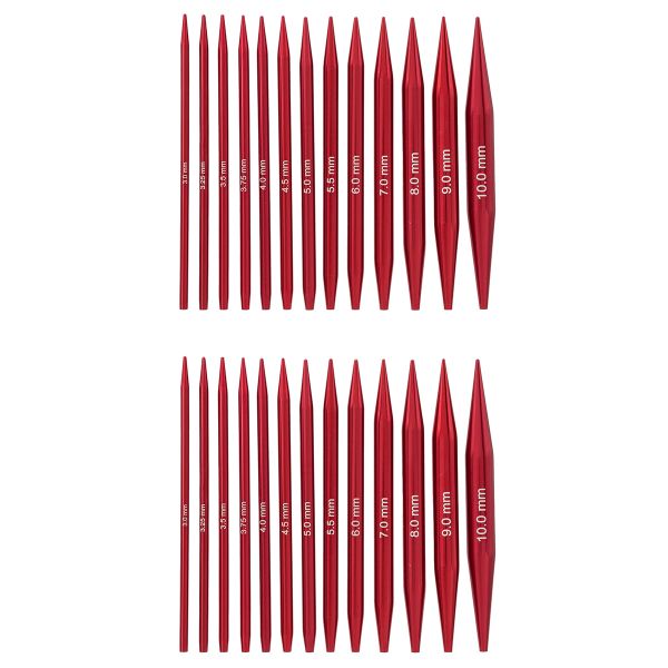 Набор съемных спиц для вязания 10см, 13 размеров (3мм-10мм), цв.красный, алюминий