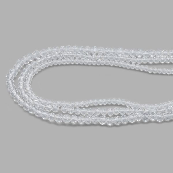 Бусины стекло ⌀2 мм, 3 мм, 4 мм, граненые, рондели, 3 нити по 38±1 см, микс, Astra&Craft, 1 прозрачный