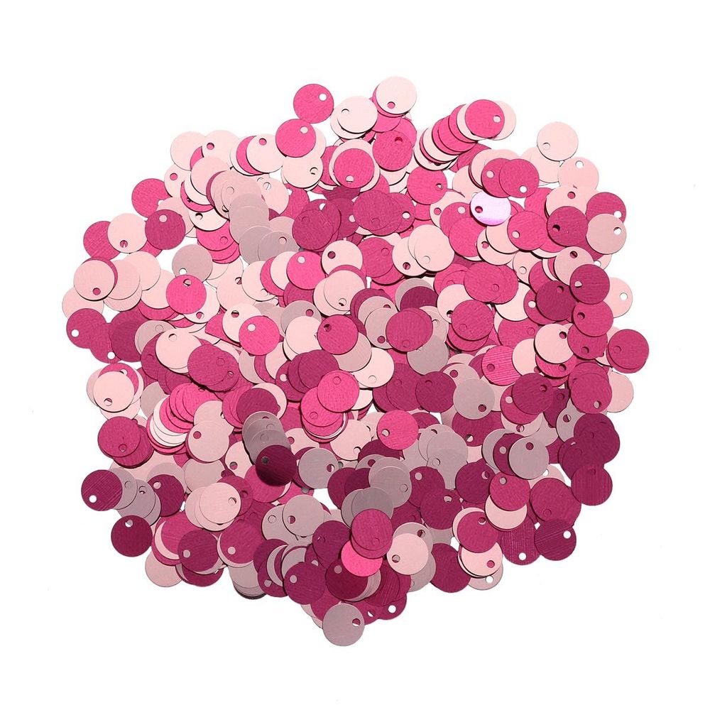 Пайетки двусторонние 6 мм, Астра 10гр, 7568 розовый-нежно-розовый, уп.10 шт