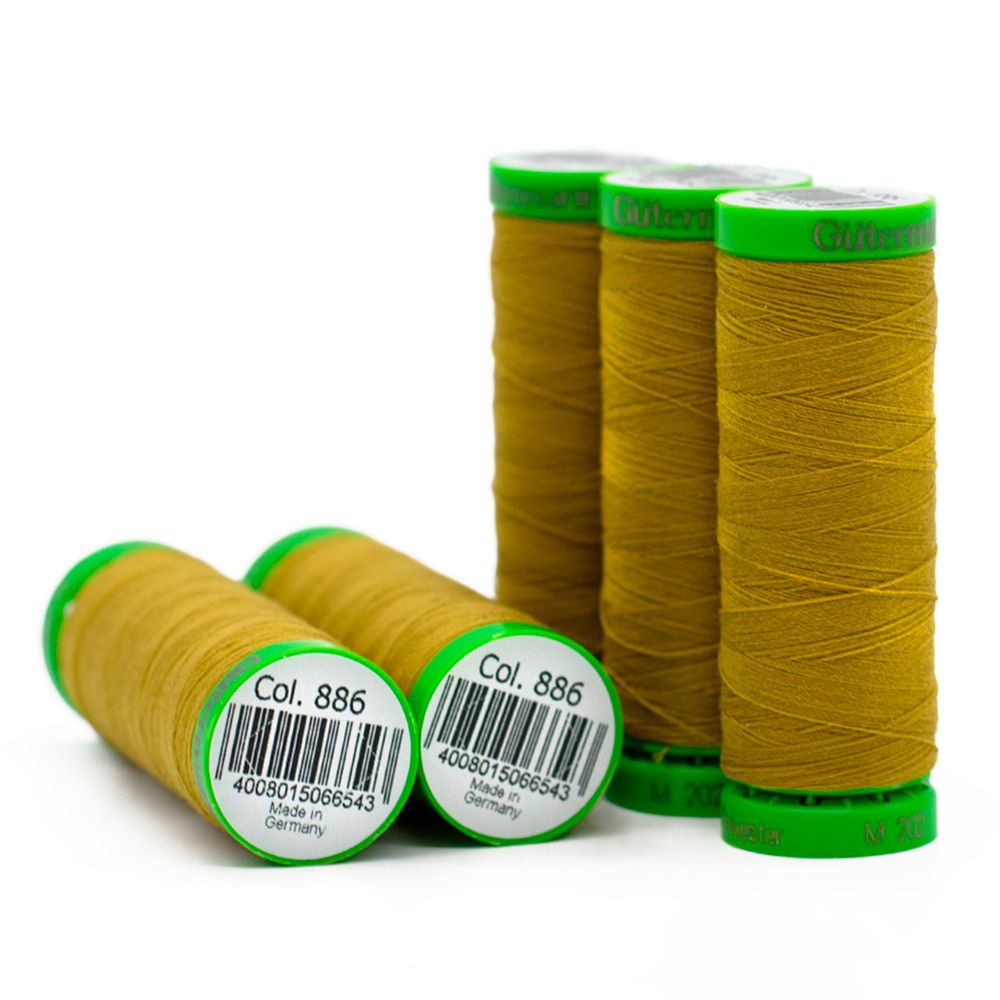 Нитки для тонких тканей Gutermann Extra Fine 150, 200м, 886 коричневая горчица, 5 катушек