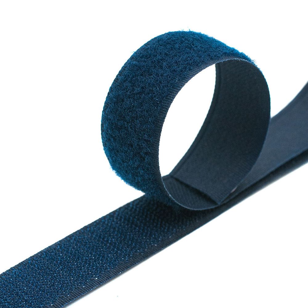 Лента контактная липучка (велкро) пришивная 25 мм / 25 метров, 5069 т.синий, ПАРА (крючок+петля), качество "C"