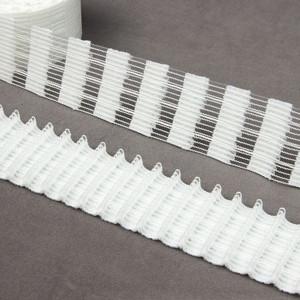 Лента (тесьма) шторная: сборка параллельная (1:2) 50 мм / 50 метров, (3 шнура) для велкро, белый, С01/50