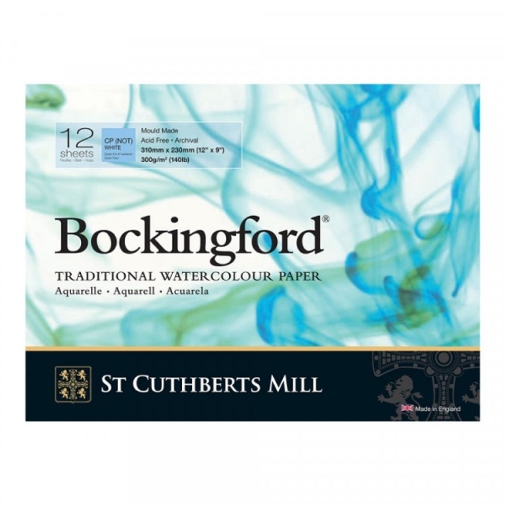 Альбом для акварели Bockingford CP 300 г/м², 23х31 см, склейка с одной стороны 12 л, среднезернистая, St. Cuthberts Mill T47130001011C