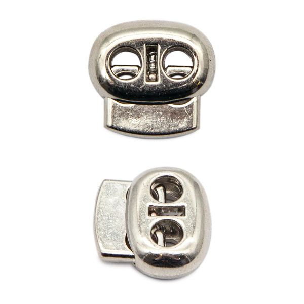 Фиксатор (зажим) для шнура пластик 2 отв., ⌀4.0 мм, 17х16 мм, плоский, под металл (никель), 200 шт