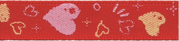 Лента атласная с рисунком 10.0 мм / 22.8±1 метра, H34/026 сердечки/красный, Gamma ALP-103