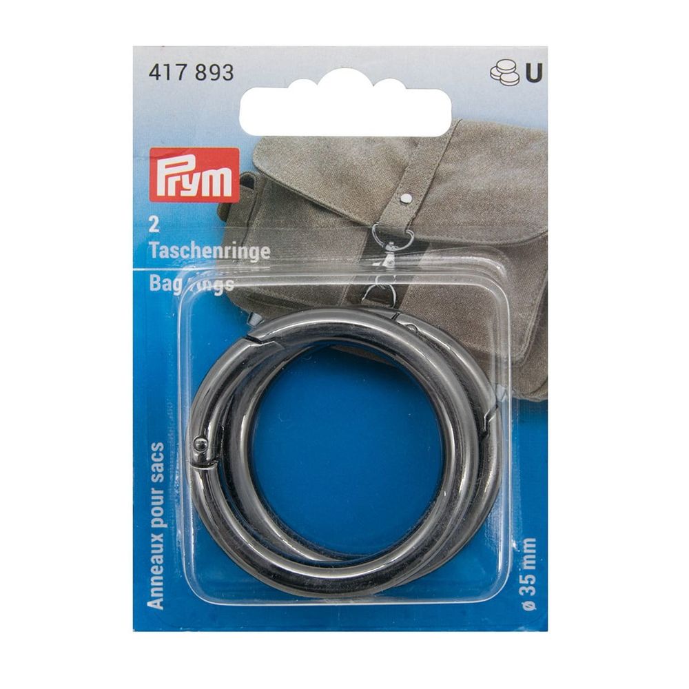 Кольца для сумок 35мм цв.оружейн.металл 2 шт, Prym