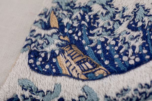 Набор для вышивания нитками Panna, Живая картина. Большая волна в Канагаве, 15х10 см