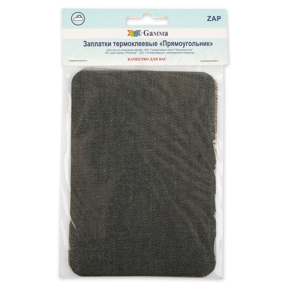 Термозаплатка Прямоугольник 14х10 см, ZAP, №03 джинс серый, Gamma ZAP