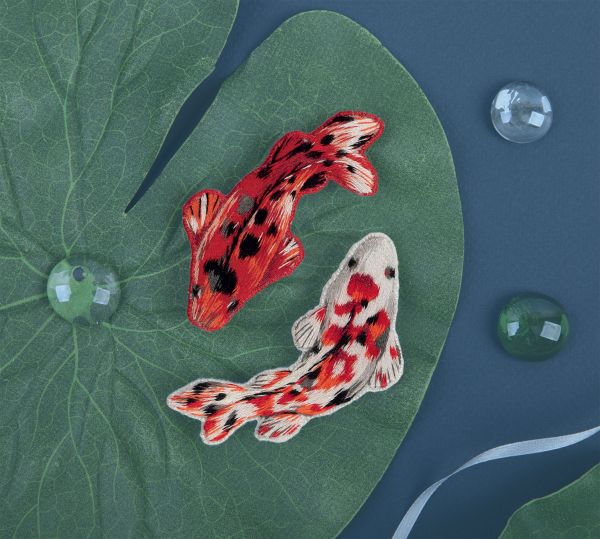 Набор для вышивания нитками Panna, Живая картина Броши. Карпы кои, 3.7x7.5 см