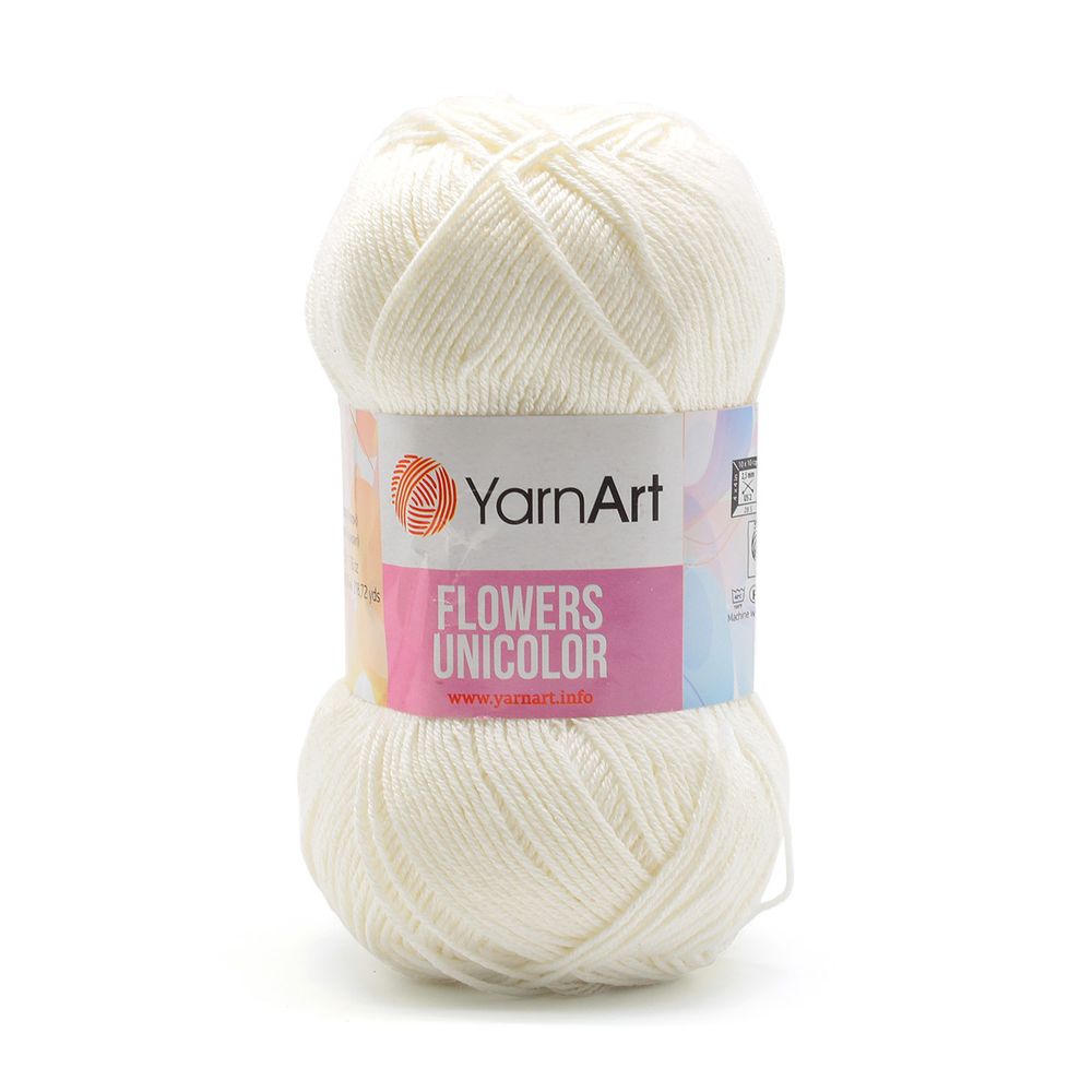 Пряжа YarnArt (ЯрнАрт) Flowers Unicolor / уп.5 мот. по 50 г, 200 м, 730 белый