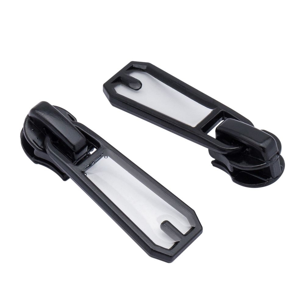 Слайдер (замок) для молнии спираль Т5 (5 мм), черный/прозрачный С5 33х12 мм, 20 шт, ГУБ10355