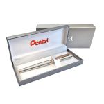 Ручка роллер Pentel, гелевый синий стержень 0,7 мм, в подарочном футляре ⌀0.4 мм, K600PG-LR7CEBSET цвет чернил: синий