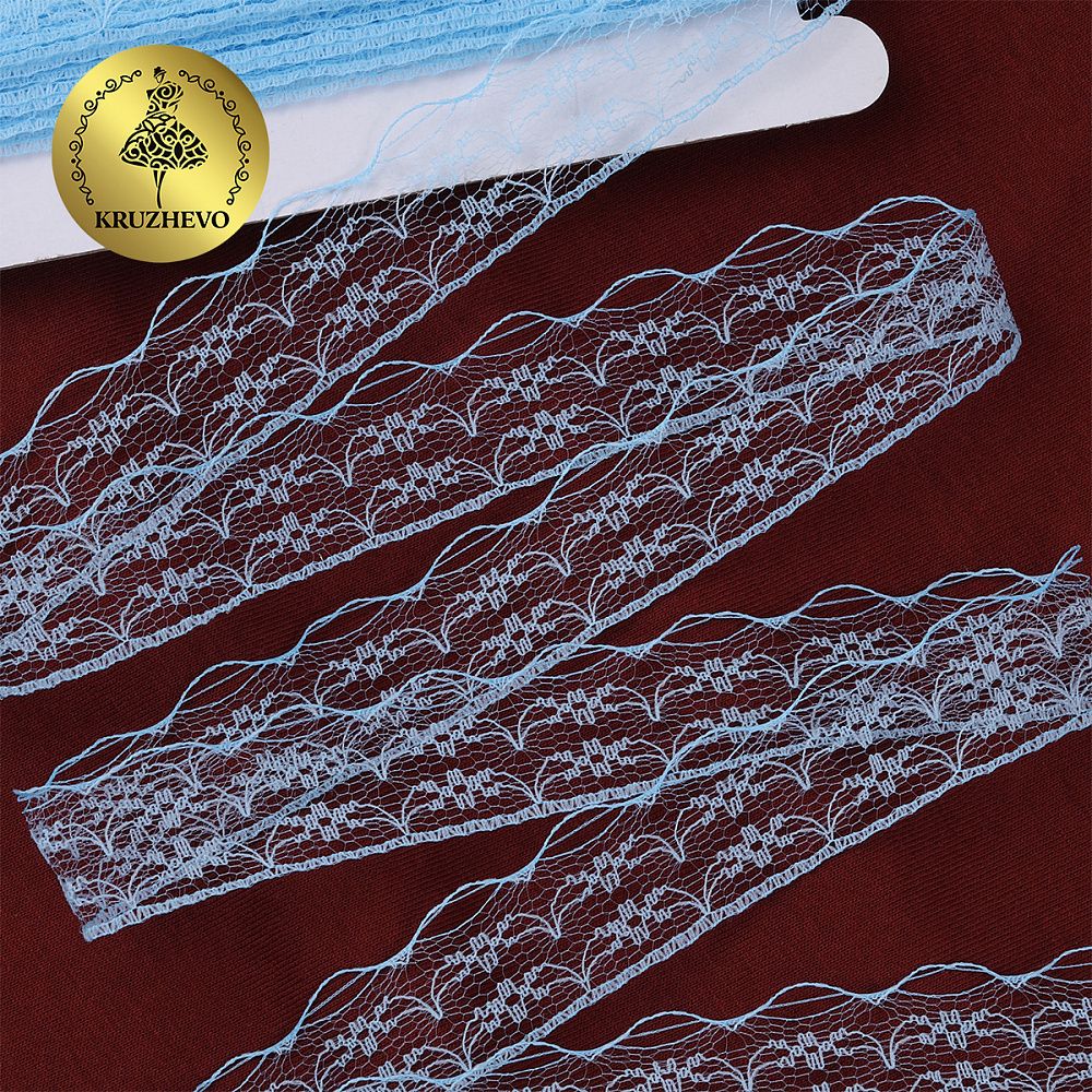 Кружево отделочное в стиле "трикотаж" 20 мм, диз. 280, цв.05 голубой, уп. 27,4 м