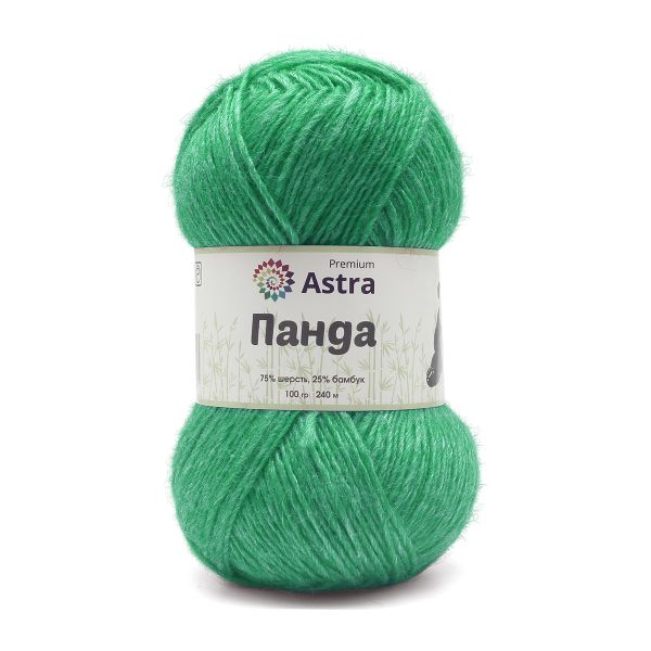 Пряжа Astra Premium (Астра Премиум) Панда (Panda) / уп.2 мот. по 100 г, 240 м, 425 ярко-зеленый