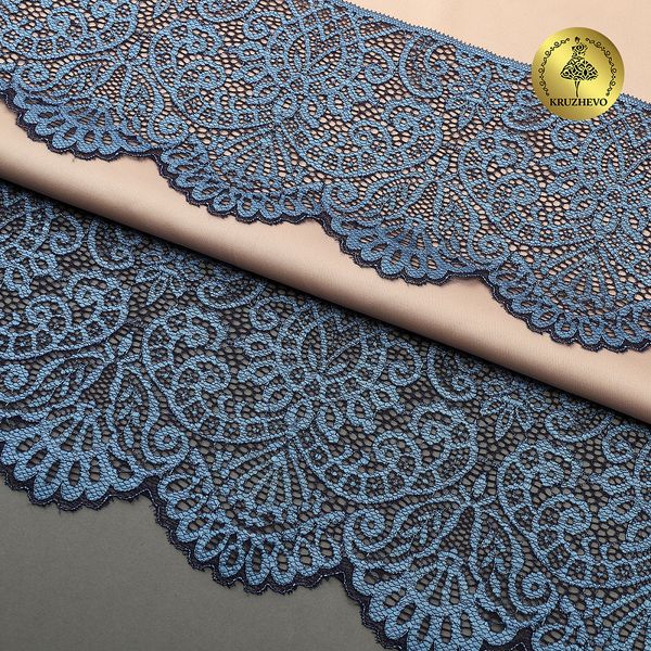 Кружево эластичное (стрейч) 110 мм, 40992PP цв.голубой уп.115м, Kruzhevo