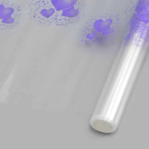 Пленка Сердца сиреневая 70 см / 9.14±5% метра