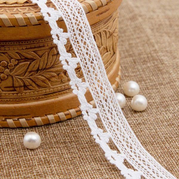 Кружево вязаное (тесьма) 24 мм, белый, 13.71 м