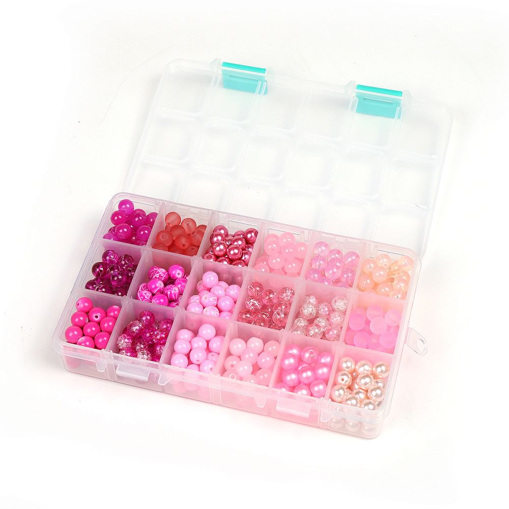 Набор бусин N18.P, цв.розовый 18 видов /TOS/