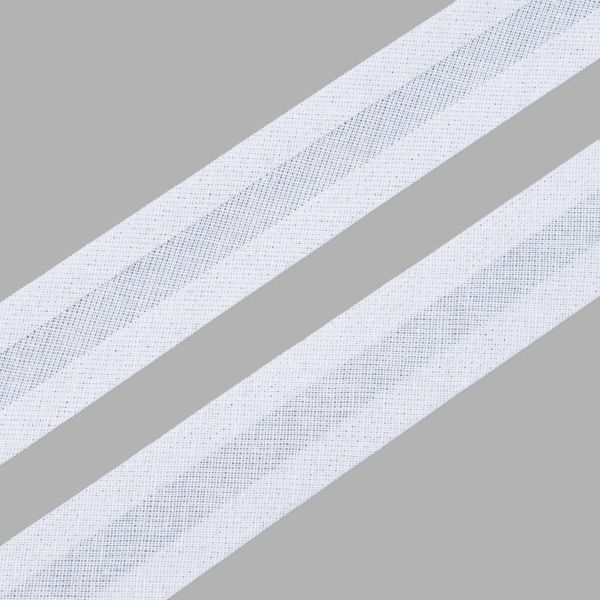 Косая бейка хлопковая 20 мм / 132±1 метра, 001 белый, 6112-0009