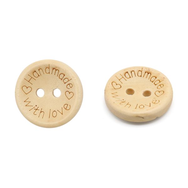 Пуговицы на 2 прокола Handmade with love 28L (18мм), дерево (Milk (молочный)), W22, 36 шт