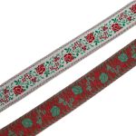 Лента (тесьма) жаккардовая 50.0 мм / 25±1 метров, рис.9600 Розы, (1 белый/красный/зеленый) С3379Г17