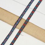 Лента (тесьма) жаккардовая 10.0 мм / 20.12 метра, черный/красный, 1172