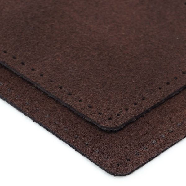 Заплатки пришивные из замши, квадрат 8см с перфорацией, 2 шт, 100% кожа, 21 темно-коричневый, 59122