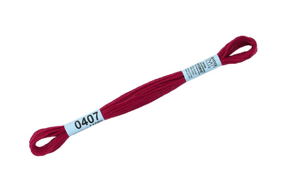 Мулине Gamma 100% хлопок, цв.0407 бордовый, 24 мотка по 8 метров