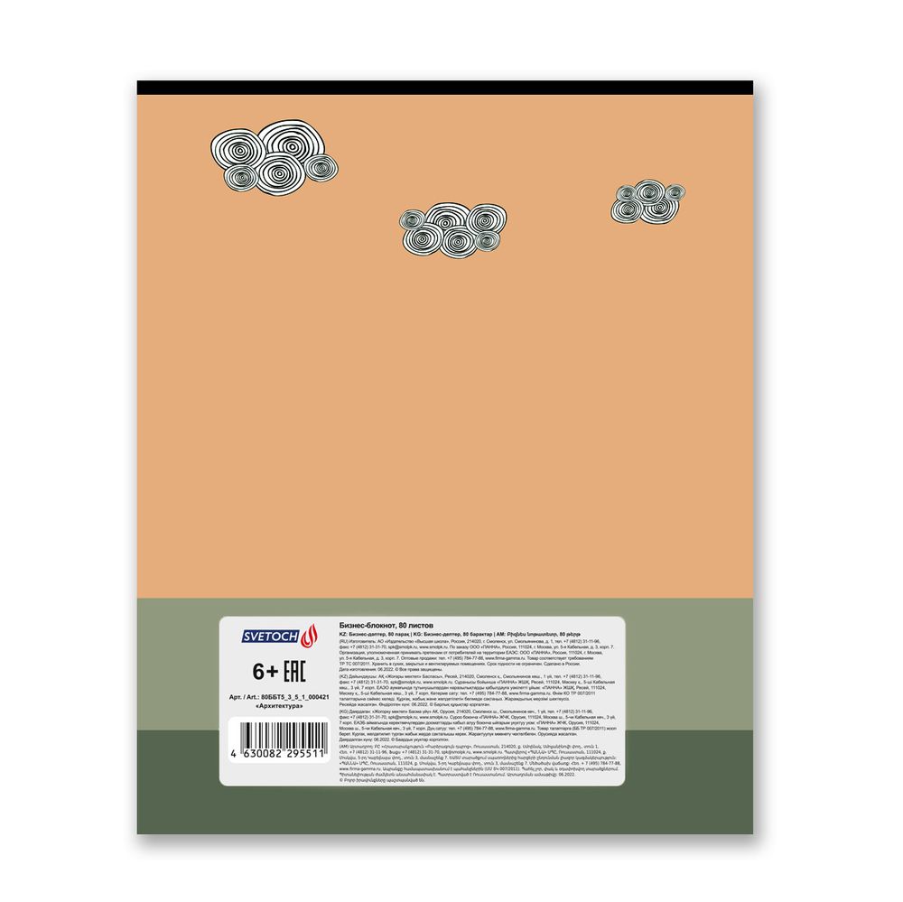 Бизнес-блокнот, глянцевая ламинация, A5+ 80 л. 18 шт, клетка, Архитектура 000421, Светоч 80ББТ5_3_5_1