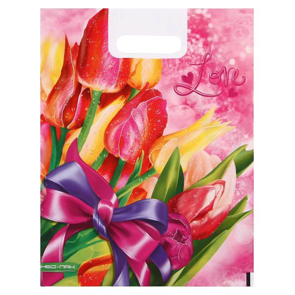 Пакет полиэтиленовый Love, с вырубной ручкой, 30х40 см, 60 мкм, 25 штак, 5221744