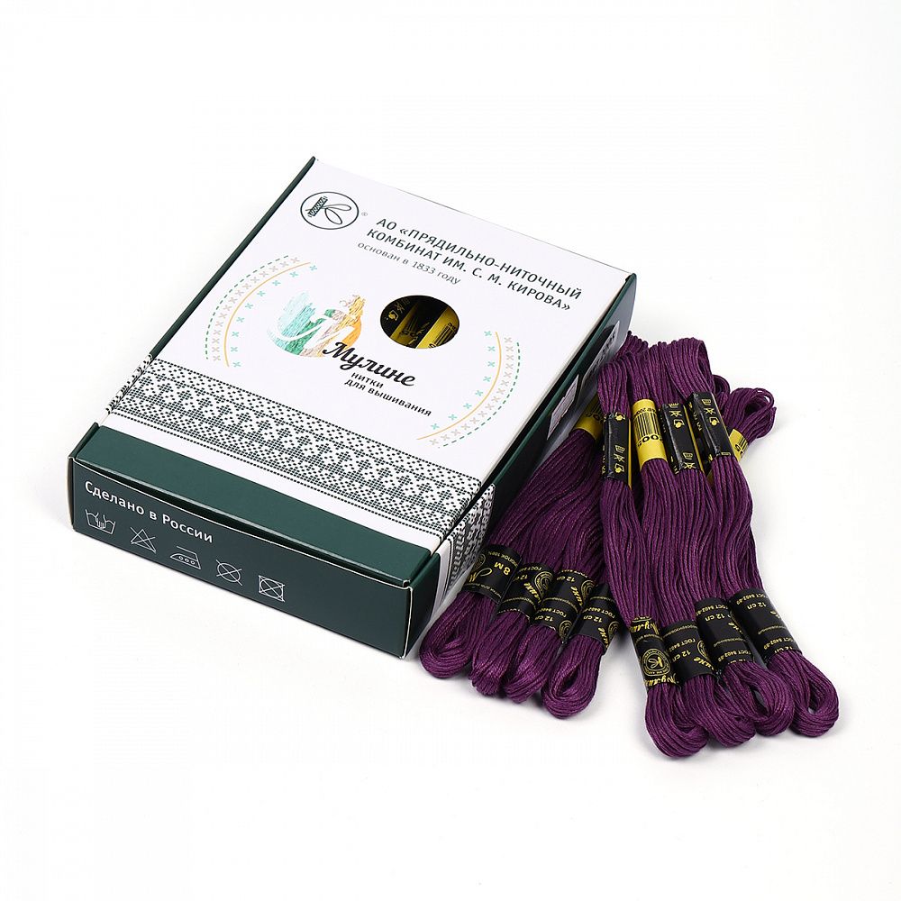 Мулине ПНК им.Кирова цв.2005 фиолетовый, 24 мотка по 8 метров